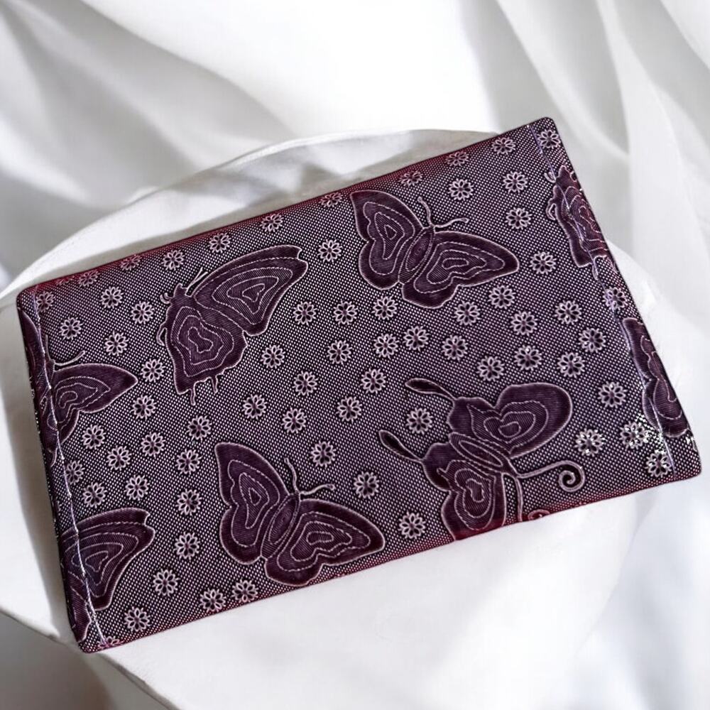 Purple Butterfly Retro Small NEW Card Wallet ID Card Holder Never Used Deadstock